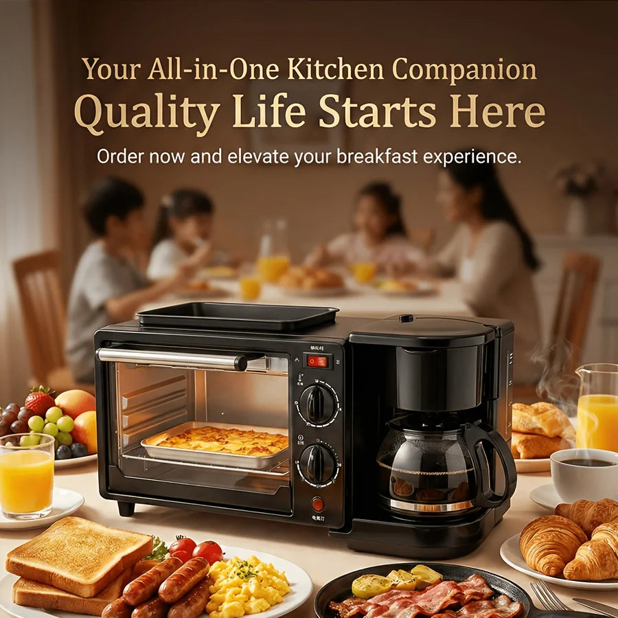 Breakfast Maker, Toaster, Sandwich Oven, Coffee Maker, Small Appliances 3-in-1 Multifunctional Home Toaster