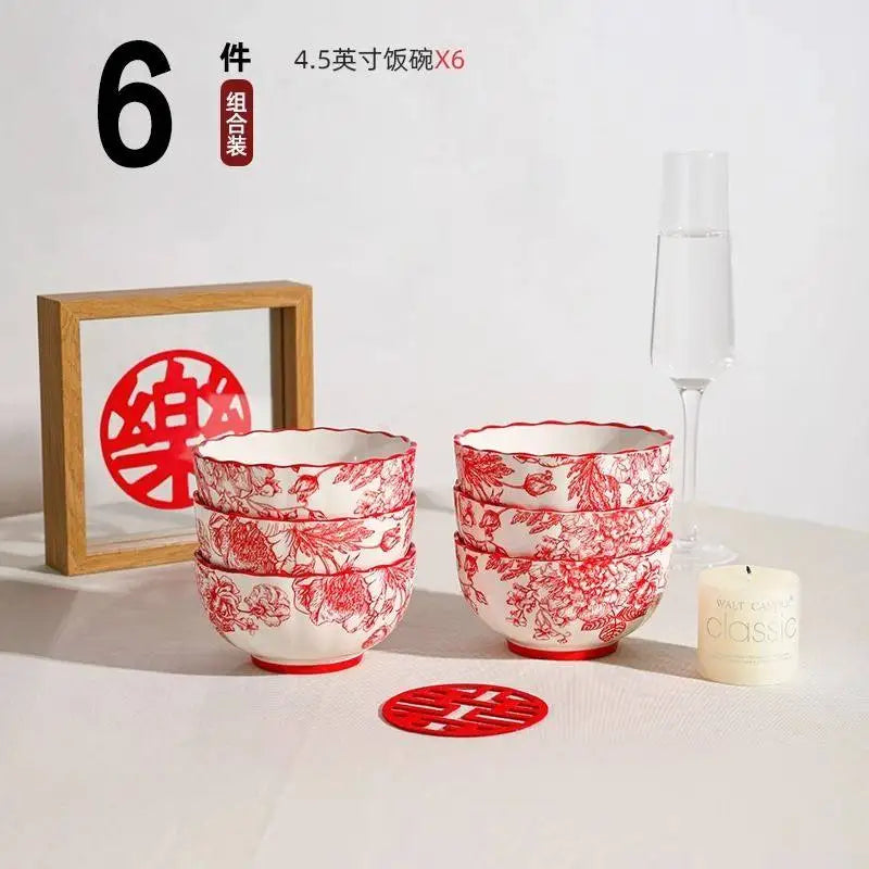 Modern Red Dinner Set Plates Luxury Designer Italian Round Plates Dinner Sets Ceramic Elegant Aparelho De Jantar Kitchen Dishes