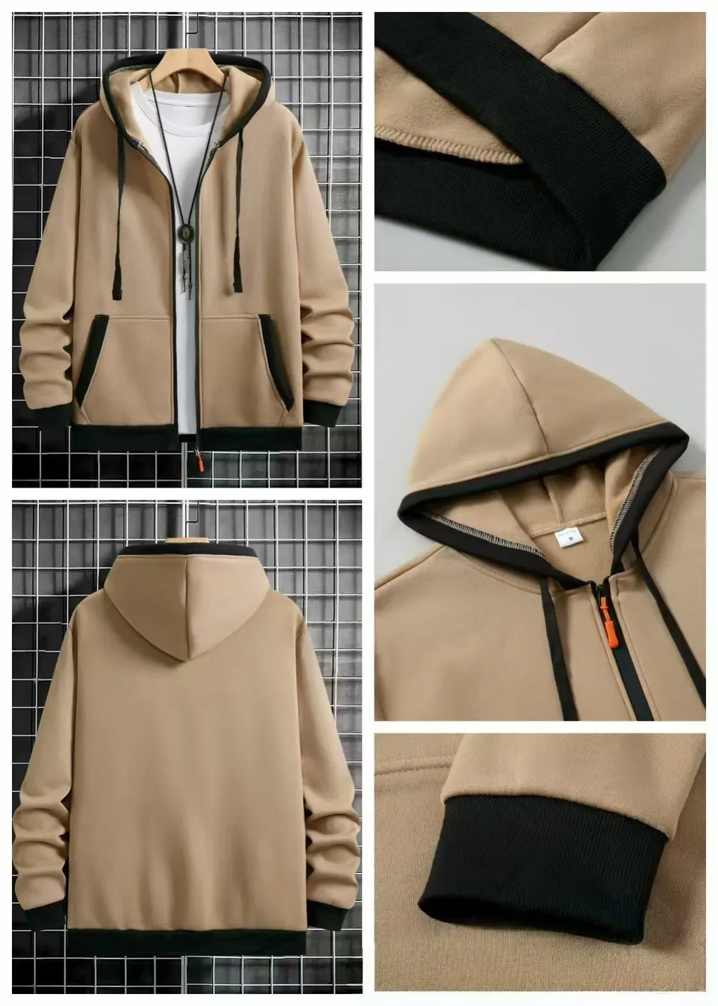 Spring and Autumn Men's Zipper Jacket Warm Windproof Hoodies Thickened Cardigan Sports Long Sleeve Sweatshirts Hooded Coat