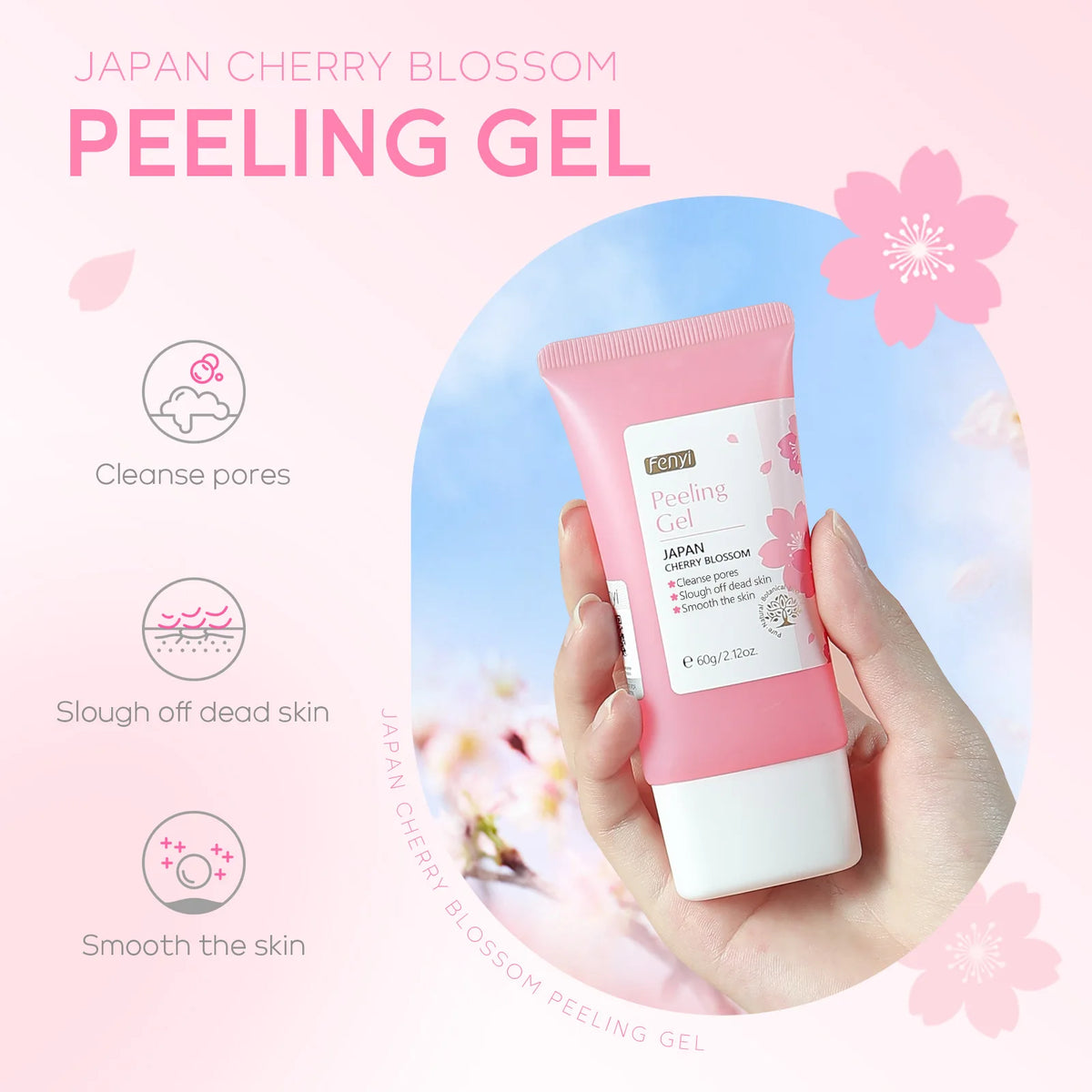 Cherry Blossom Exfoliating Gel Deep Cleaning Moisturizing Tender Face Body Cleansing Repair Facial Scrub Skin Care Products 60g