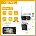 Boykeep Smart Home Security Camera,  Dual-lens Dual Screen1080P HD, Motion Detection, 3 Night Vision Modes,  Smart Home Assista