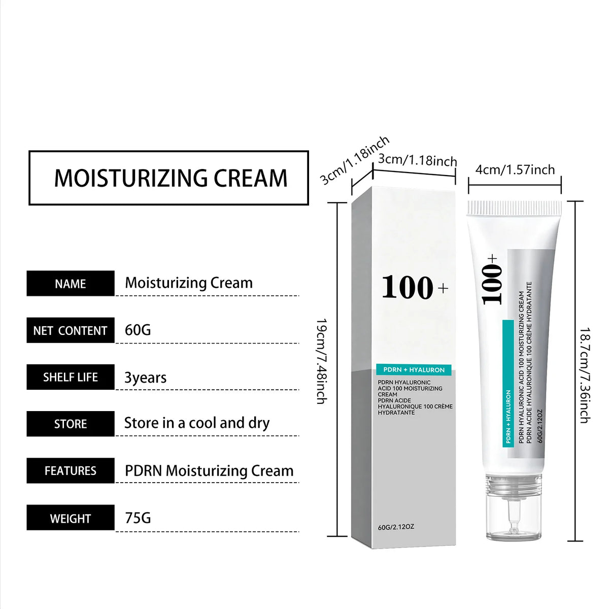 PDRN Hyaluronic Acid 100 Moisturizing Cream,Face Moisturizer With Sodium DNA,Activate Facial Collagen Enhance Skin Elasticity