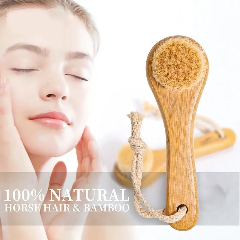 Beauty Skin Care Brush Face Cleansing Brush Soft Natural Bamboo Hair Facial Cleansing Massage Portable Wash Deep Clean Face