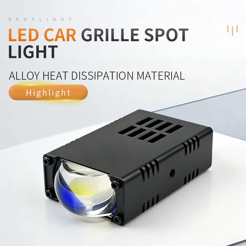Universal LED Auxiliary Front Light for Motorcycles and Cars, Spotlight with Two Colors, High and Low Beams, Bright Driving Fog
