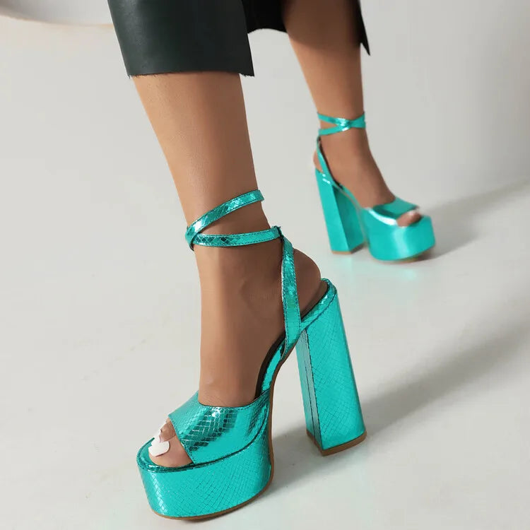 Big Size Oversize Large Size Sandals for Women and Ladies | Thick-Soled Thick Heeled Super High Heeled Sandals for Banquet Weddi