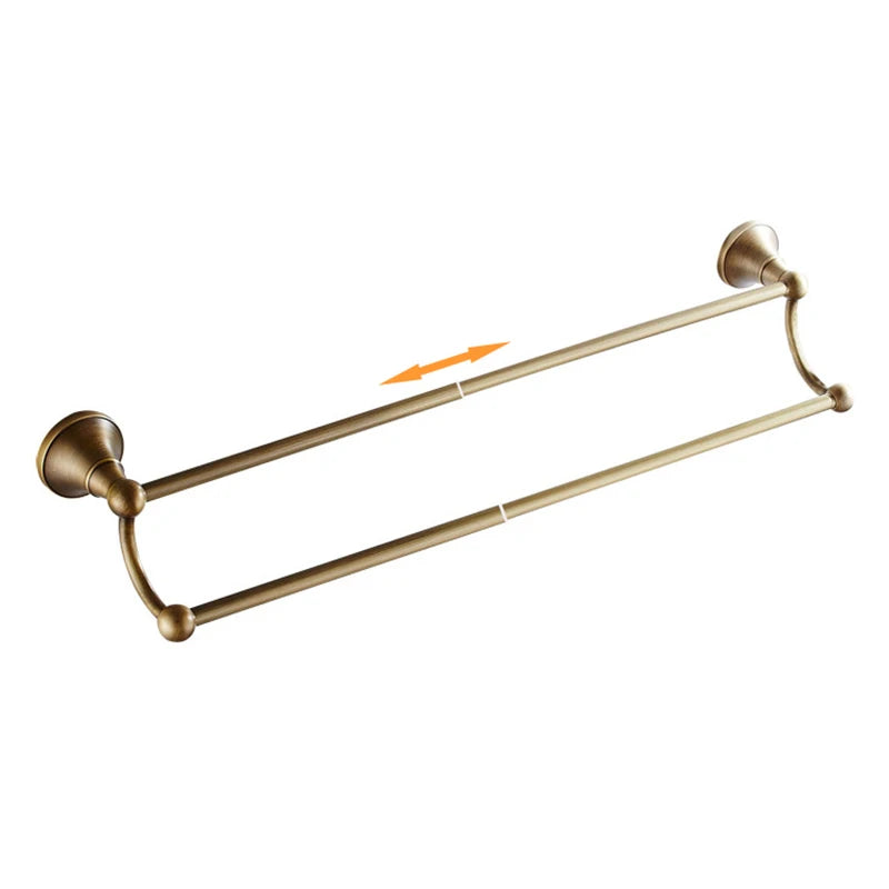 Antique brass plated wall-mounted towel rack bathroom hardware pendant set paper towel holder coat hook toilet brush ELA68A