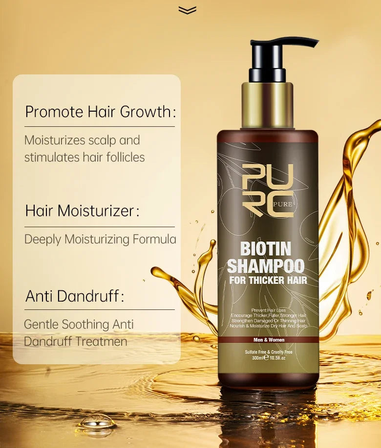 PURC Biotin and Ginger Hair Growth Oil Shampoo Conditioner Sets Hair Loss Treatment Thicker Fuller Stronger Hair Care Products
