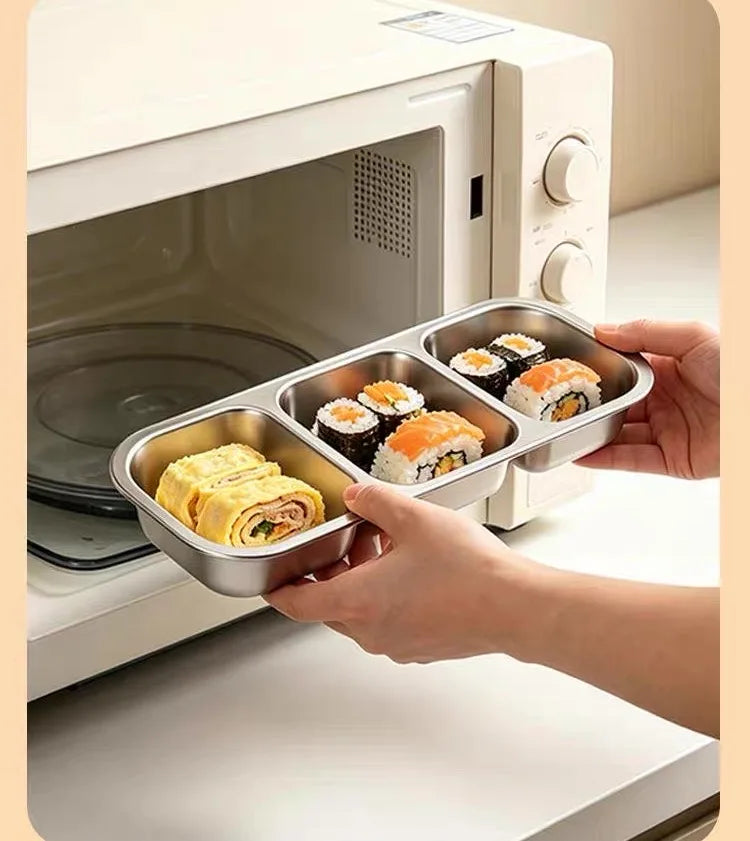 Stainless steel light food and fruit lunch box with compartments, sealed and fresh-keeping, weight loss, quantitative small lunc