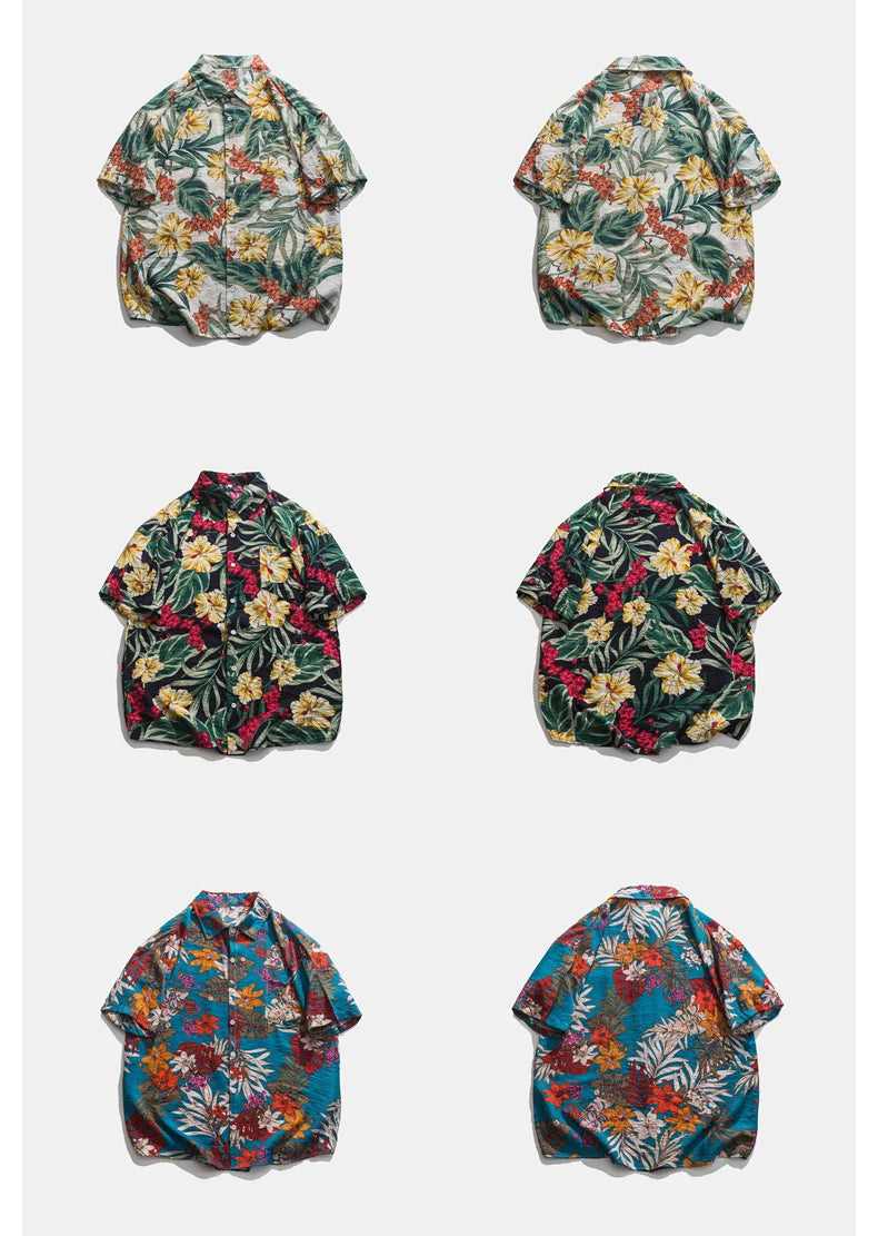 Legible Summer Casual Short Sleeve Shirts Men Floral Shirts Male Flower Loose Hawaiian Shirts Man