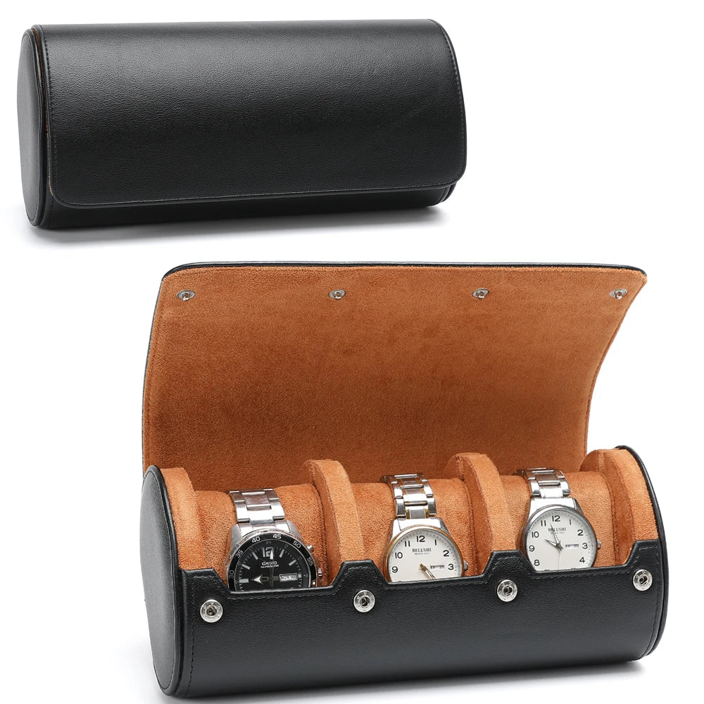 6 Watch Travel Cases for Men Watch Roll 6 Slots Travel Multifunctional Watch Display Box Cabinet Christmas Gift For Man Woman