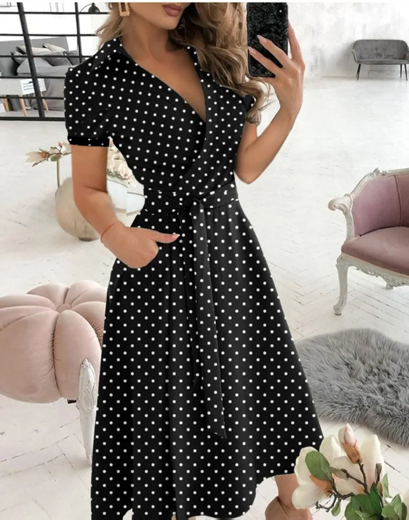 Rainbow Striped Print Summer Dress 2023 Women Button Up Short Sleeve Casual Vintage Shirt Long Dress Ladies Elegant Maxi Dresses