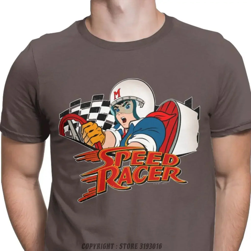 Speed Racer Meteoro Men's Tshirts Cool Christmas Crew Neck T Shirt Cotton Camisas Hombre Harajuku Aesthetic Printed Tshirt Men
