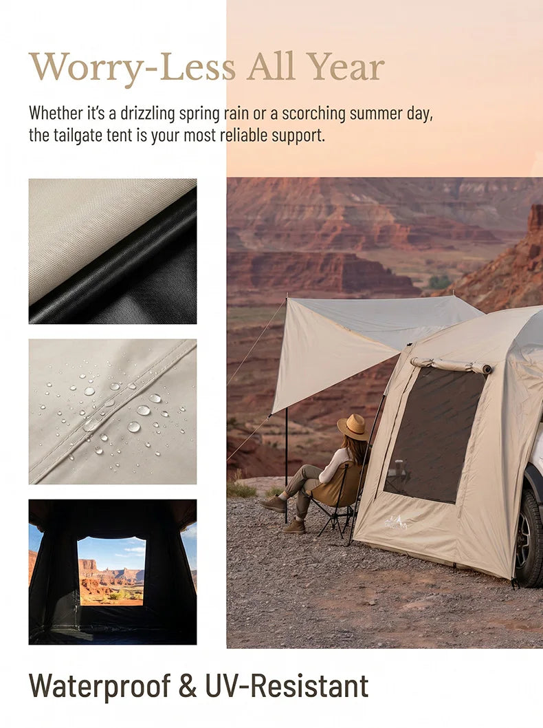 Lohascamping Car box docking tent  Portable Waterproof SUV Tail Tent 3-4 people Dome tent Sunshade Tunnel style tent,Large tent,