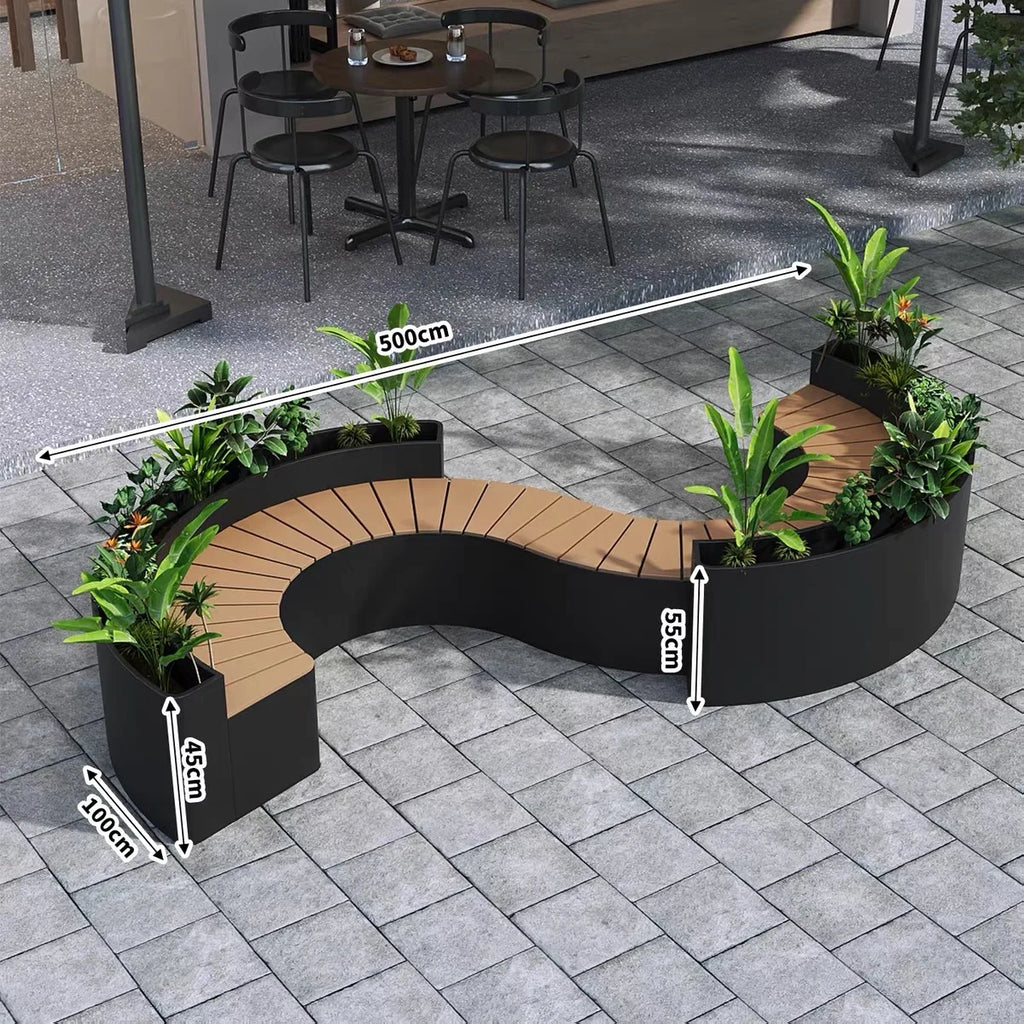 Outdoor Backrest Coffee Bar Stool Commercial Street Flower Box Seat Combination for Milk Tea Shop Leisure Sitting