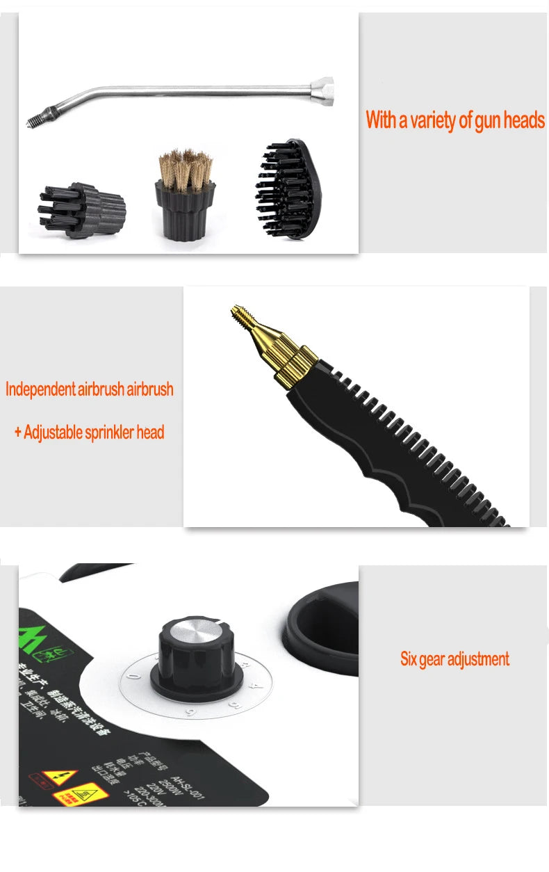 2500W Steam Cleaner High Temperature Pressurized Steam Cleaning Machine for Air Conditioning Hood Car Cleaner Home Appliance