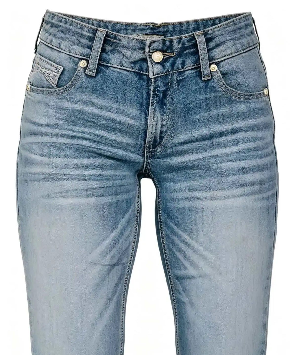 Light Blue High Elastic Bootcut Jeans Pants with Embroidered Back Pockets Slim Micro Flared Denim Trousers