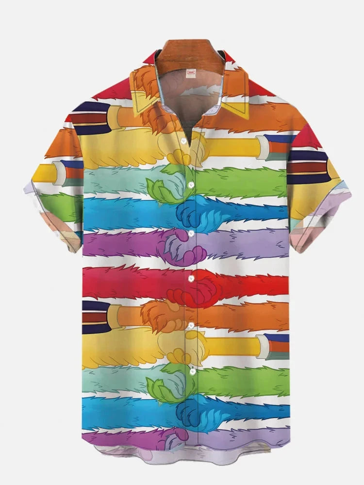 2024 Cute Cartoon Graphic 3D Print Shirts For Men Fashion Hawaiian Shirt Beach Blouses Short Sleeve Vocation Lapel Shirt for Boy