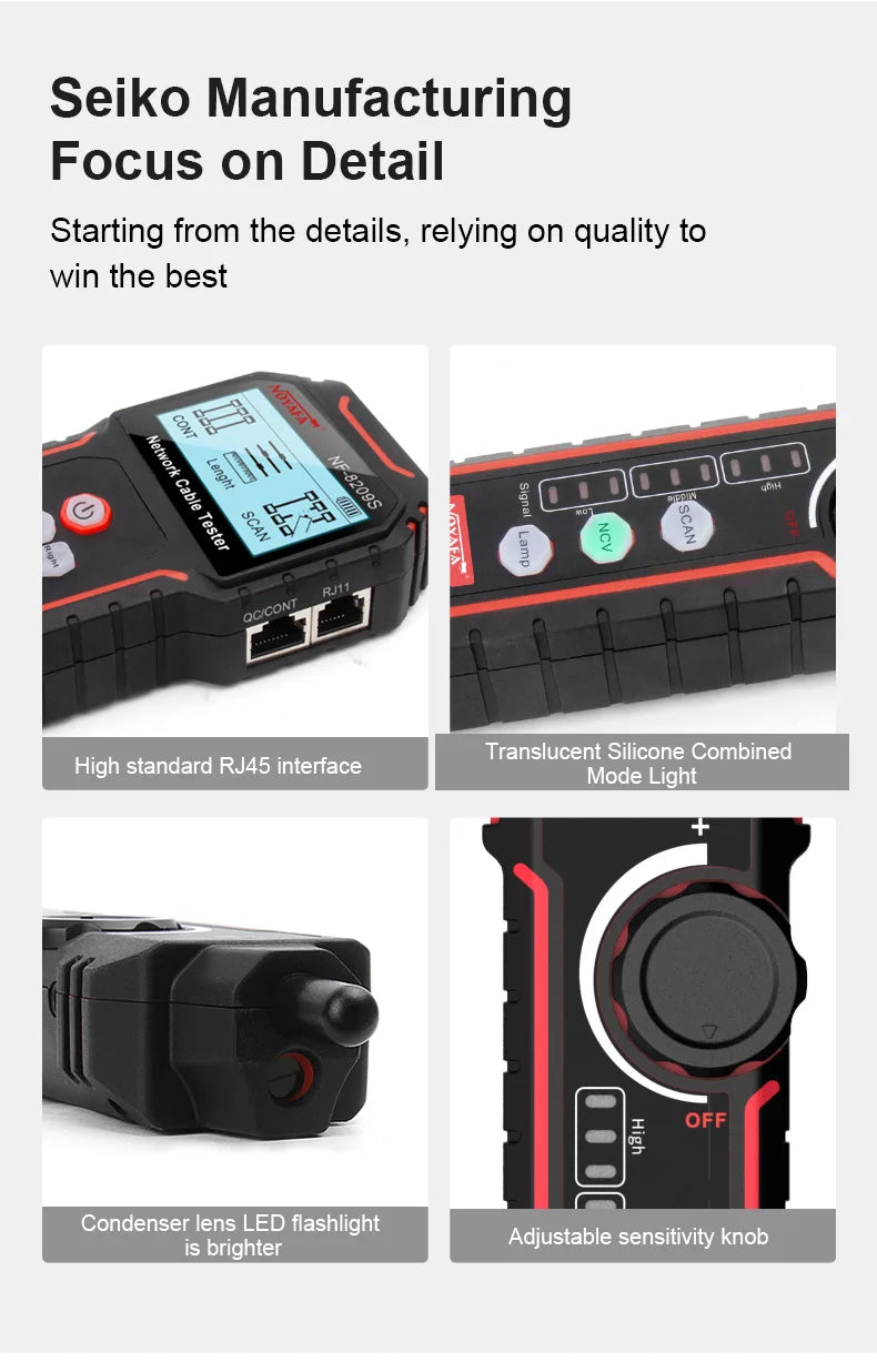 Network Cable Tracker NOYAFA NF-8209S Lan Measure Tester Network Tools LCD Display Measure Length Wiremap Tester Cable Tracker