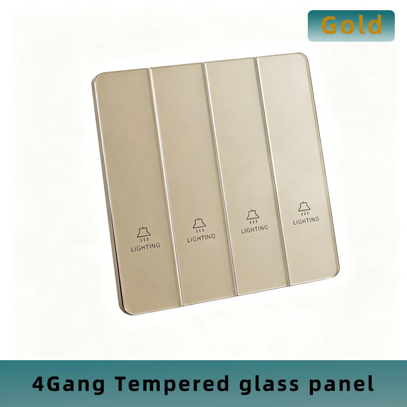 Wall Lamp Switch Panel Tempered Glass International Switch 1/2/3/4 Gang 1/2 Way Steel Rocker Light Switch On/Off Stair Switch