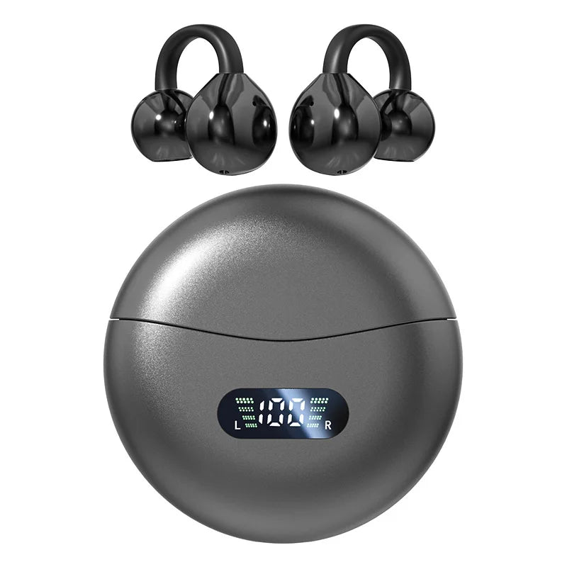 Lenovo Open Ear Clip On Headphones Wireless TWS Earbuds Noise Reduction Low Latency LED Display for Sports Running Gaming