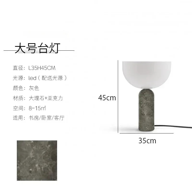 LED Minimalist Touch Mushroom Lamp Designer Marble Table Light Study Room Office Desk Lamp  Living Room Bedroom Beside Lamp