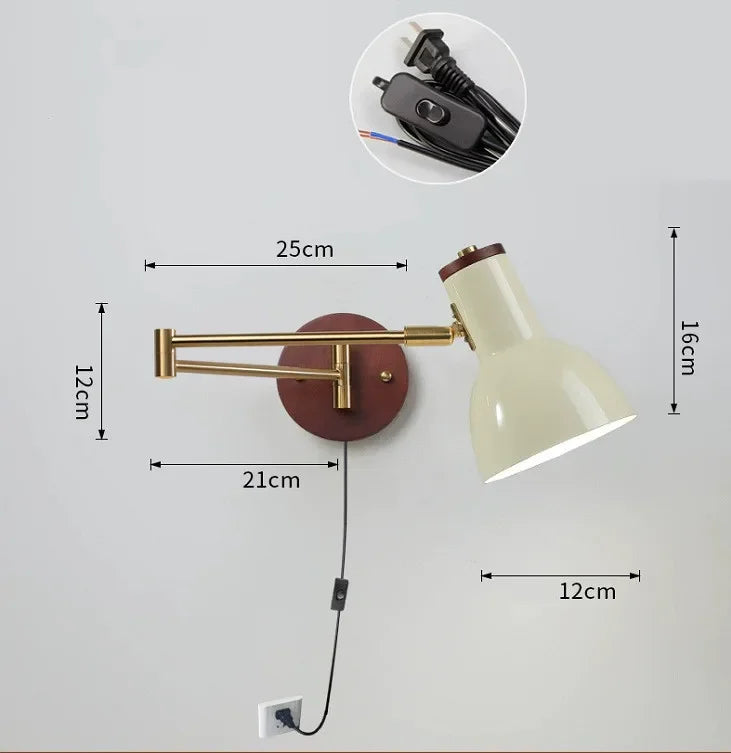 LED Bedroom Bedside Wall Lamp Swing Arm Wall Light Folding Telescopic Study Reading Lamp Study Decor Sconce Lighting