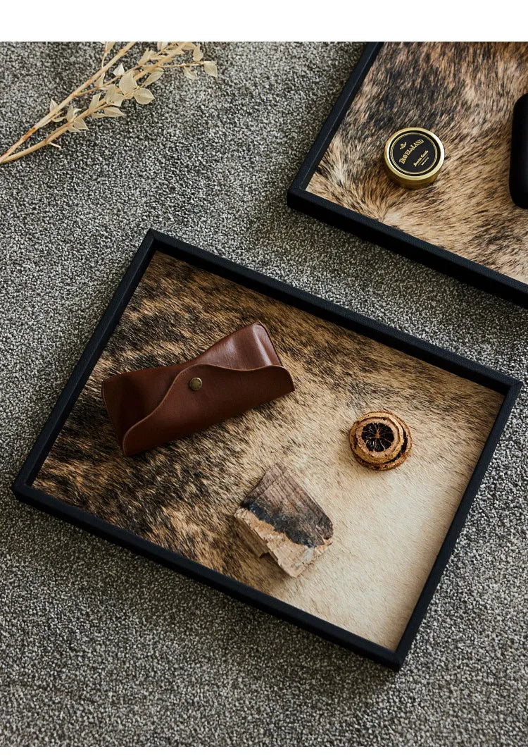 Medieval Horsehair Wooden Trays Light Luxury High Aromatherapy Entrance Trays Jewelry Exquisite Home Accessories Dienblad XYTP40