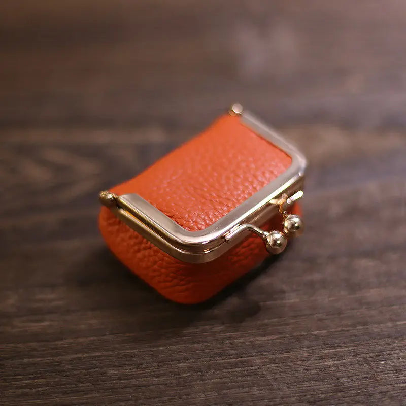 Litchi Grain Mini Bag, 2 Sizes Available, Retro Metal Kiss Lock, Portable Jewelry Pouch for Rings, Earrings & Necklaces Coin Pur