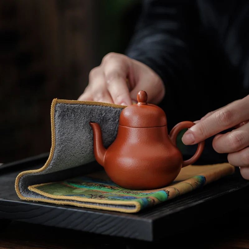 Terylene Cotton Thickened Water Absorbing Tea Towel Kitchen Bar Cleaning Cloth Towel Tea Table Teapot Mat Teaware Accessories