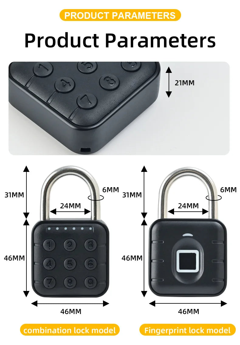 IP67 Waterproof Fingerprint Door Lock Button Cabinet Lock Gym Wardrobe Door Tuya Smart Password Padlock Electronic Door Lock