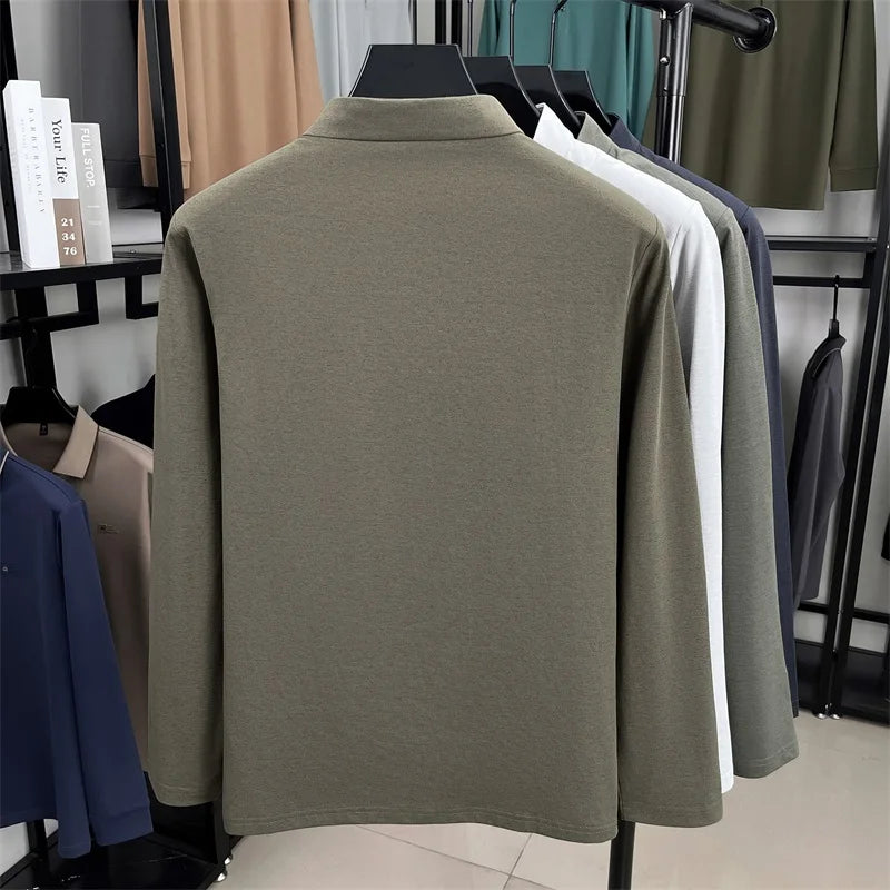 Luxury Men's Brand Spring High Quality T-Shirt Mock Neck Zipper Printing Long Sleeves Hoodie Leisure Fashion Men's Clothing Tops