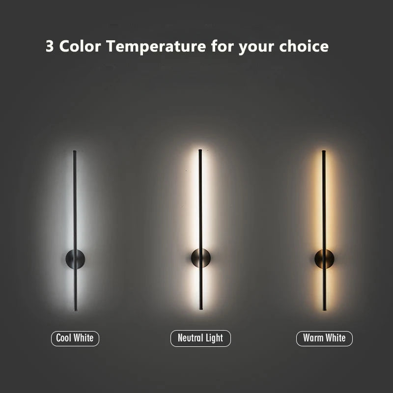 Nordic LED Wall Lights with Touch Dimmable Switch Black 40/55/60/80/100cm Interior LED Wall Lamps Wall Sconce Lighting Fixtures