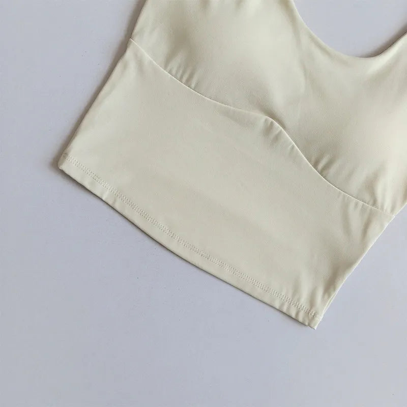 Women's Slimming Halter Neck Tube Top Yoga Vest One Cup Back Sling Fixed Gather Gym Outerwear for Summer Sexy Fitness Bras