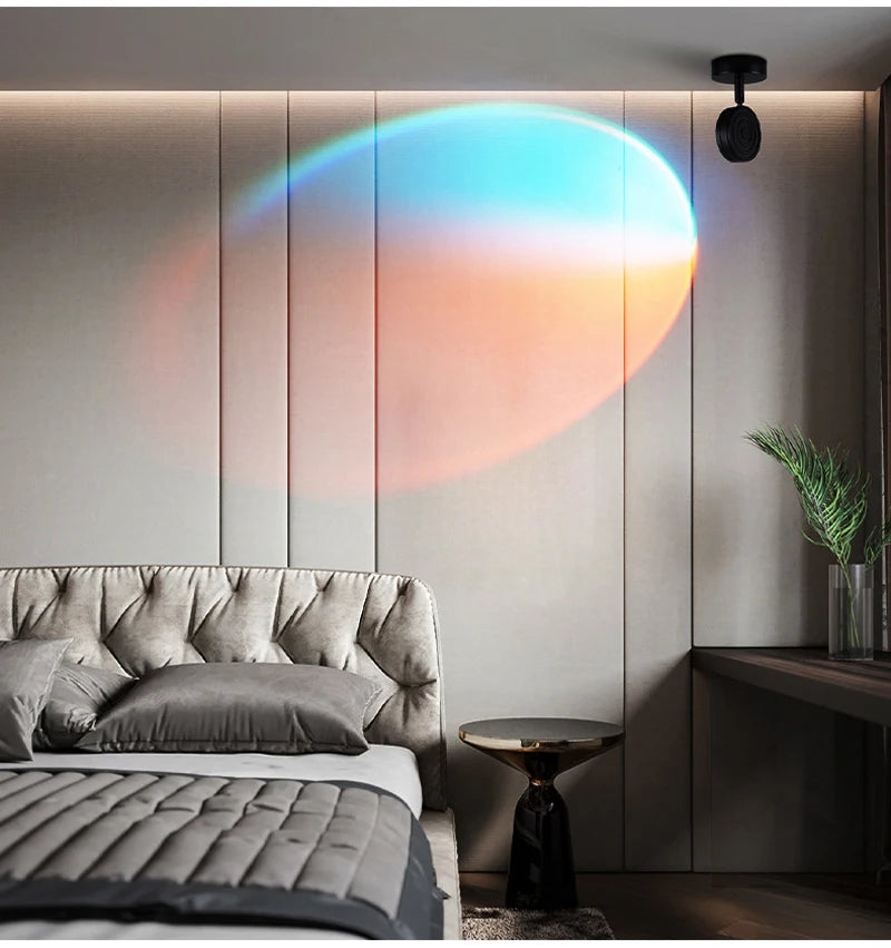 Wireless Sunset Lamp Night Light Projector Deoration Home Wall Lamp Kitchen Display Cabinet Cupboard Bedroom RV Reading Lamps