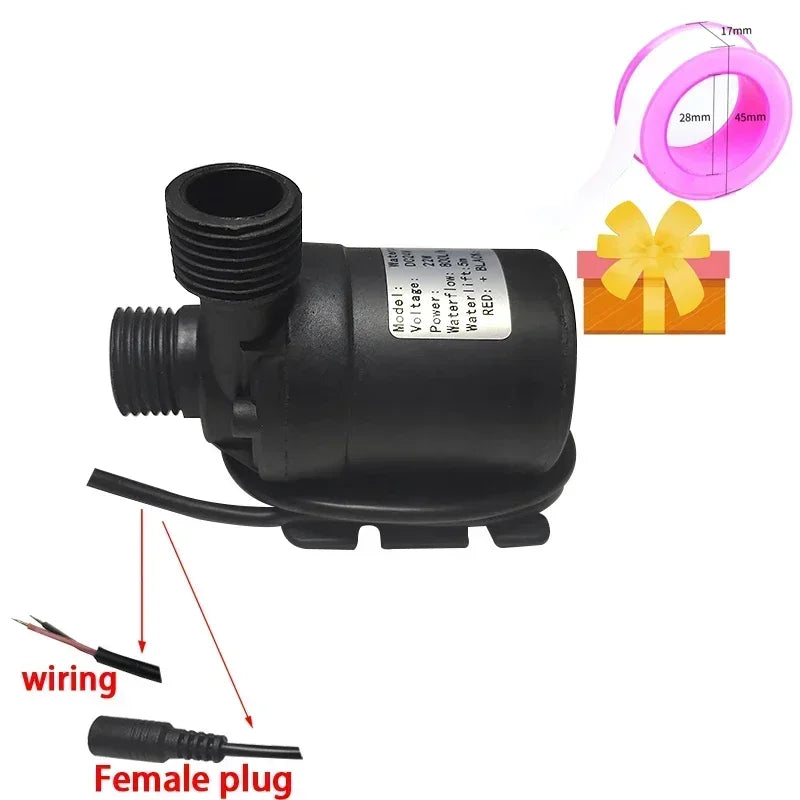 Water Pump DC 24V 12V High Pressure Ultra Quiet Solar Lift 5M 800L/H Brushless Motor Submersible Water Pumps Quick Break Joint