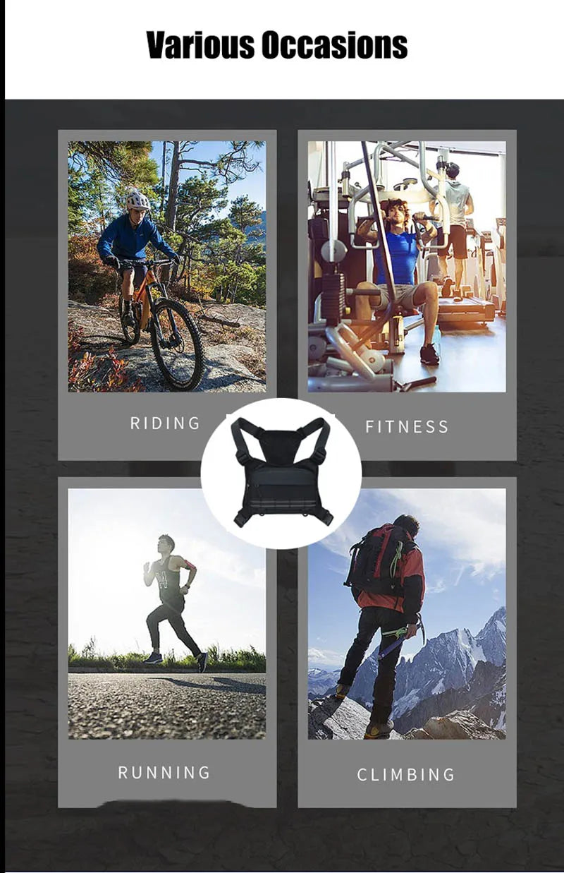 Outdoor Sport Chest Bag Unisex Cycling Bag Hiking Marathon Chest Rig Bag Lightweight Running Vest Backpack Travel Storage Pocket