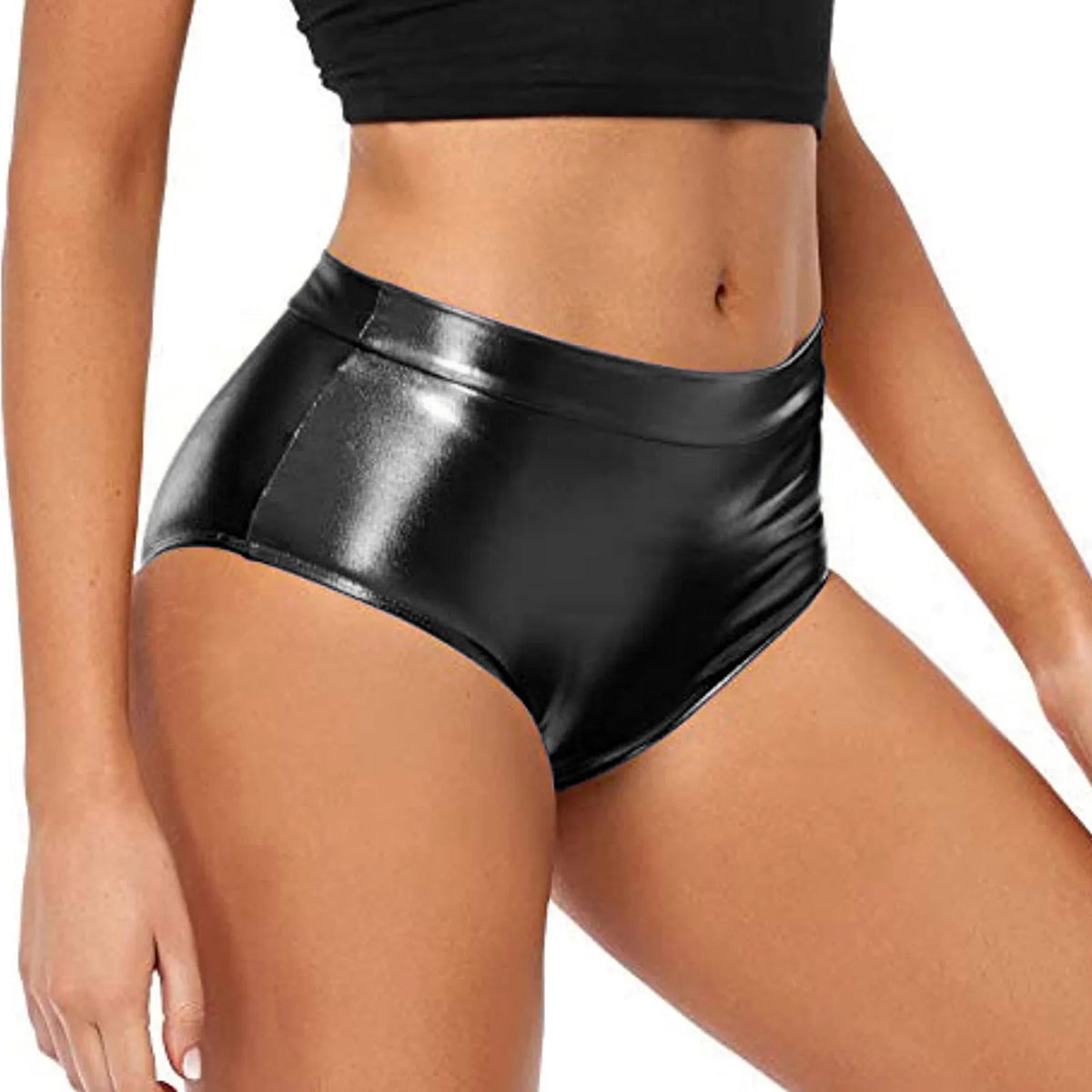 Women's Shiny Booty Shorts Faux Leather Hot Pants Rave Dance Festival Bottoms Pole Dancing Performance Shorts Party Clubwear