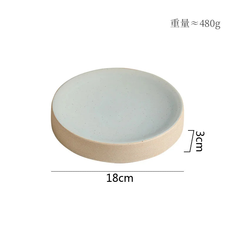Retro Cylindrical Ceramic Plate Pasta Dish Dessert Snack Plate Steak Plate Sushi Plates Restaurant Molecular Cuisine Tableware