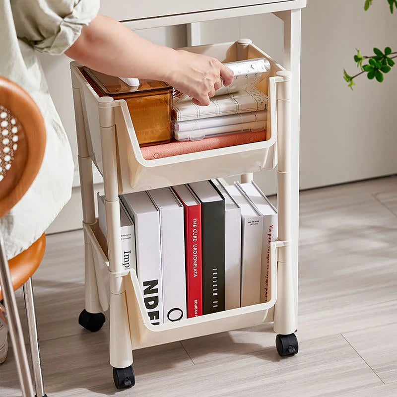 Kitchen Organizer Storage Rack Mobile Snack Toy Trolley Desk Side Book Shelf Rack Wheels