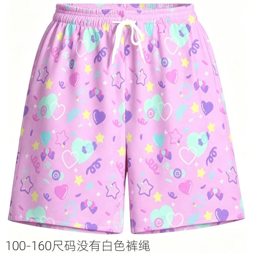2026 Summer Rainbow Candy Series Casual Shorts Adult Large Breathable Quick Drying Beach Shorts Children Kawaii Party Dress