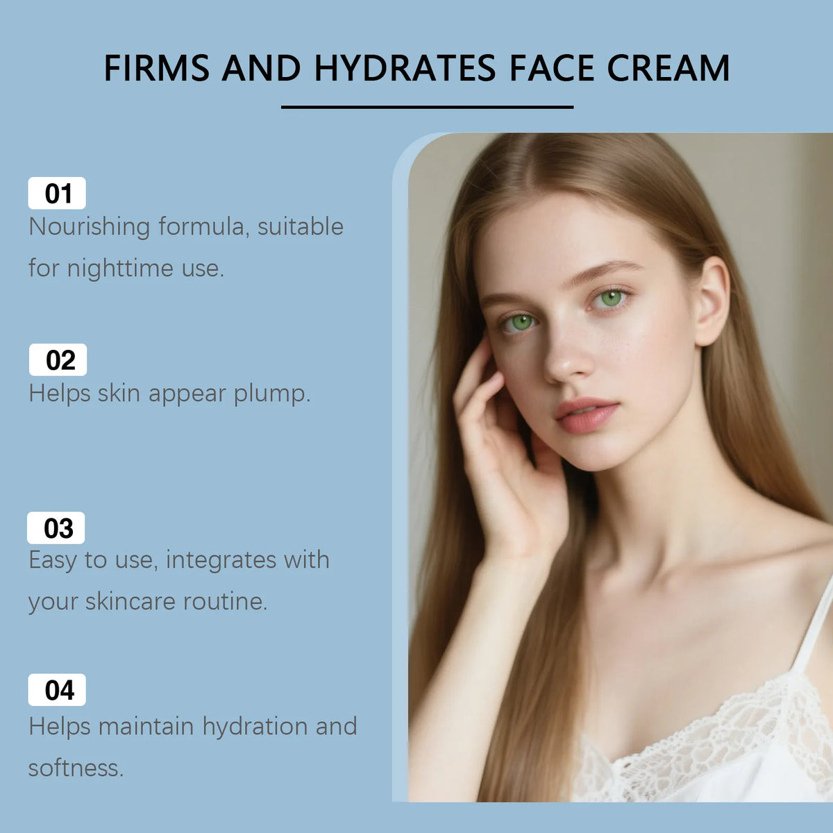 Hoygi Copper Peptide Face Cream Deep Hydration Firming Skin Plump Younger Looking Skin Tightening Anti Aging Facial Moisturizer