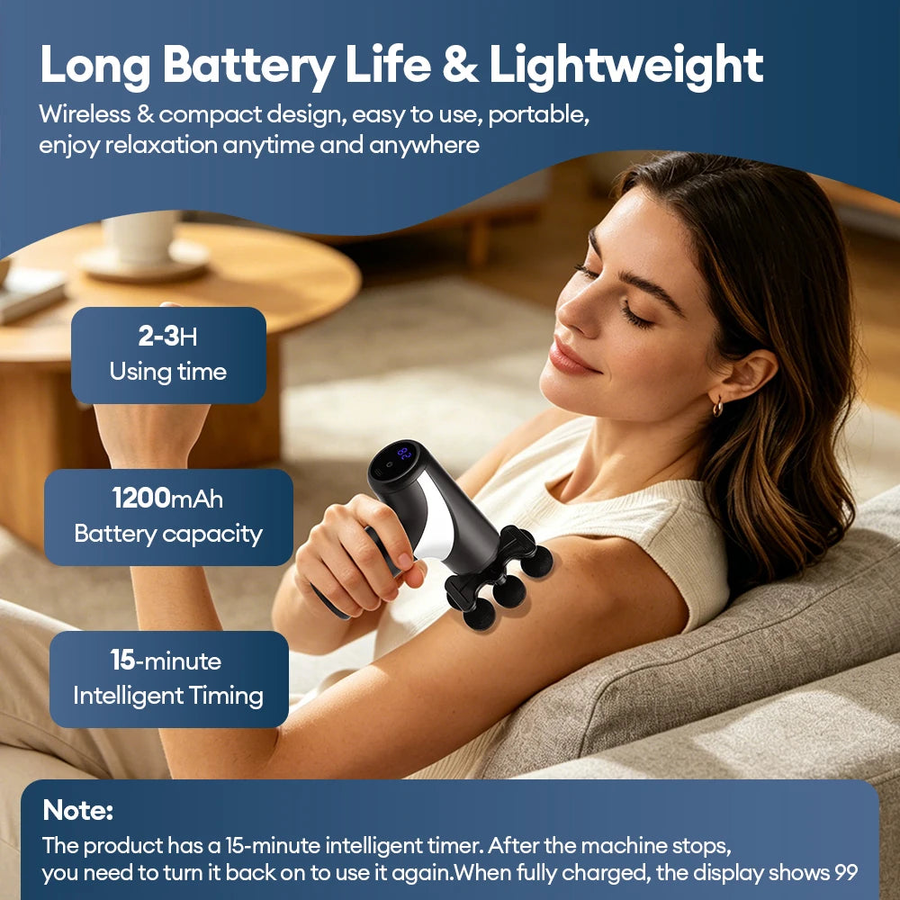 Professional Fascia Gun Mini Deep Tissue Massage Gun Wireless 38 Speed Level Electric Percussion Massager Body Muscle Relaxation