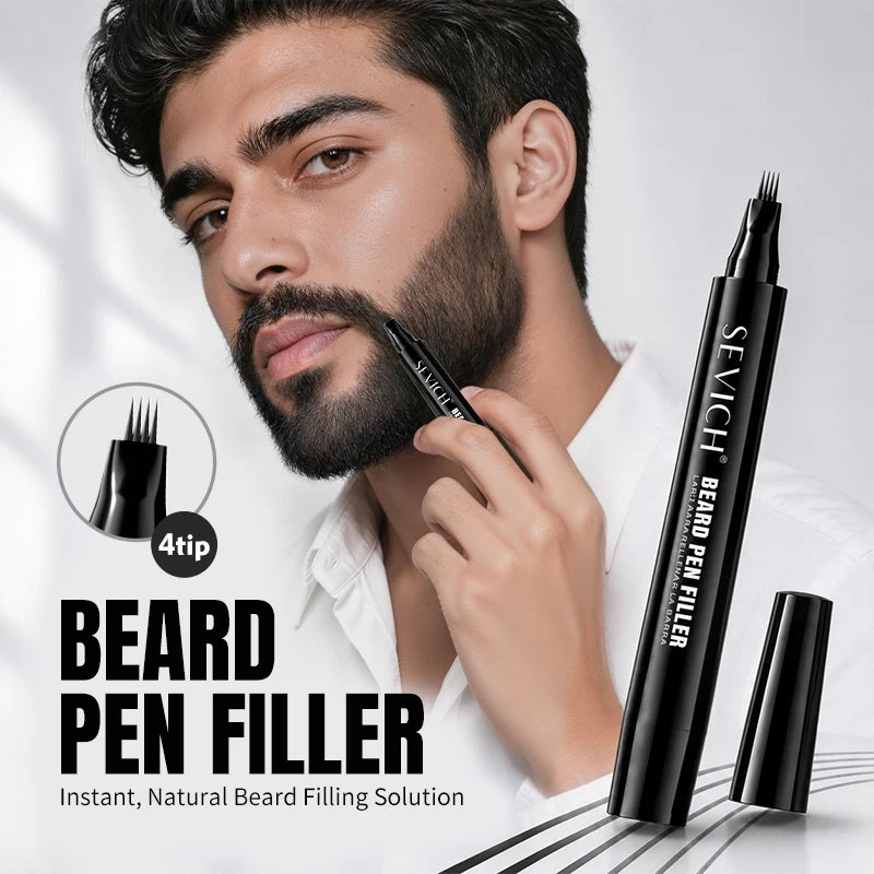 Men Beard Filling Pen+Brush Kit for Beard, Hairline, Eyebrow Shaping Color Beard Filling Pen Beard Enhancer Brush Man Cosmetic