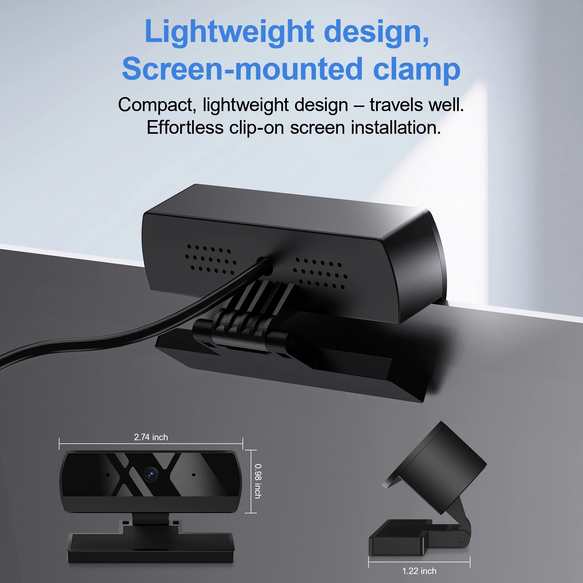 Full HD Webcam with Built-in Microphone and Rotatable Tripod, 1080P Video and Wide Angle Camera, Privacy Cover, for Desktop PC