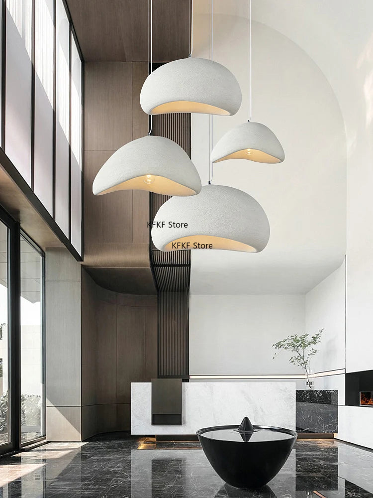 Nordic Wabi Sabi LED Pendant Light E27 Simple Chandelier Cord Suspend Lamp for Dining Room Restaurant Luminarias Fixtures