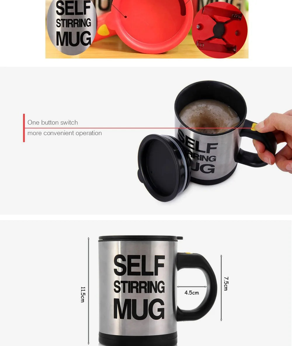 450ML Automatic Stirring Electric Mixing Cup Coffee Milk Self Stirring Mug Stainless Steel Thermal Smart Double Insulated Cup