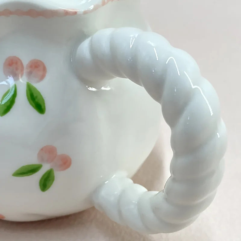 Bow Ceramic Coffee Cup Cute Handmade Ins Style Mug Drinking Water Afternoon Tea Gift Decoration Summer Dopamine Girlfriend Gift