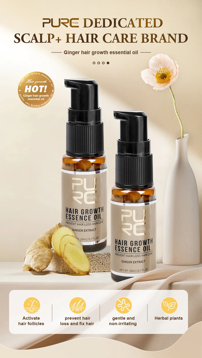 PURC Ginger Hair Spray Root Strengthening Oil Nourishing & Repairing Serum Hair Care Products Set for Men Women