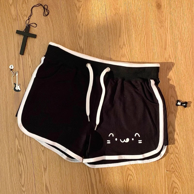 Women Clothing Japanese Shorts Bandage Casual Fashion Summer Y2k Pants Bear Anime Print Booty Shorts Pantalones Cortos De Mujer