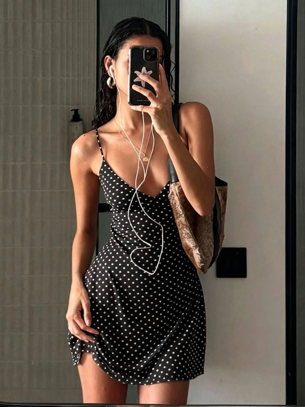Summer Women's Dress Y2K Sweet Lady Fashion Street Women Dot Print Casual Simple Basic Sleeveless Dress Women's Chic